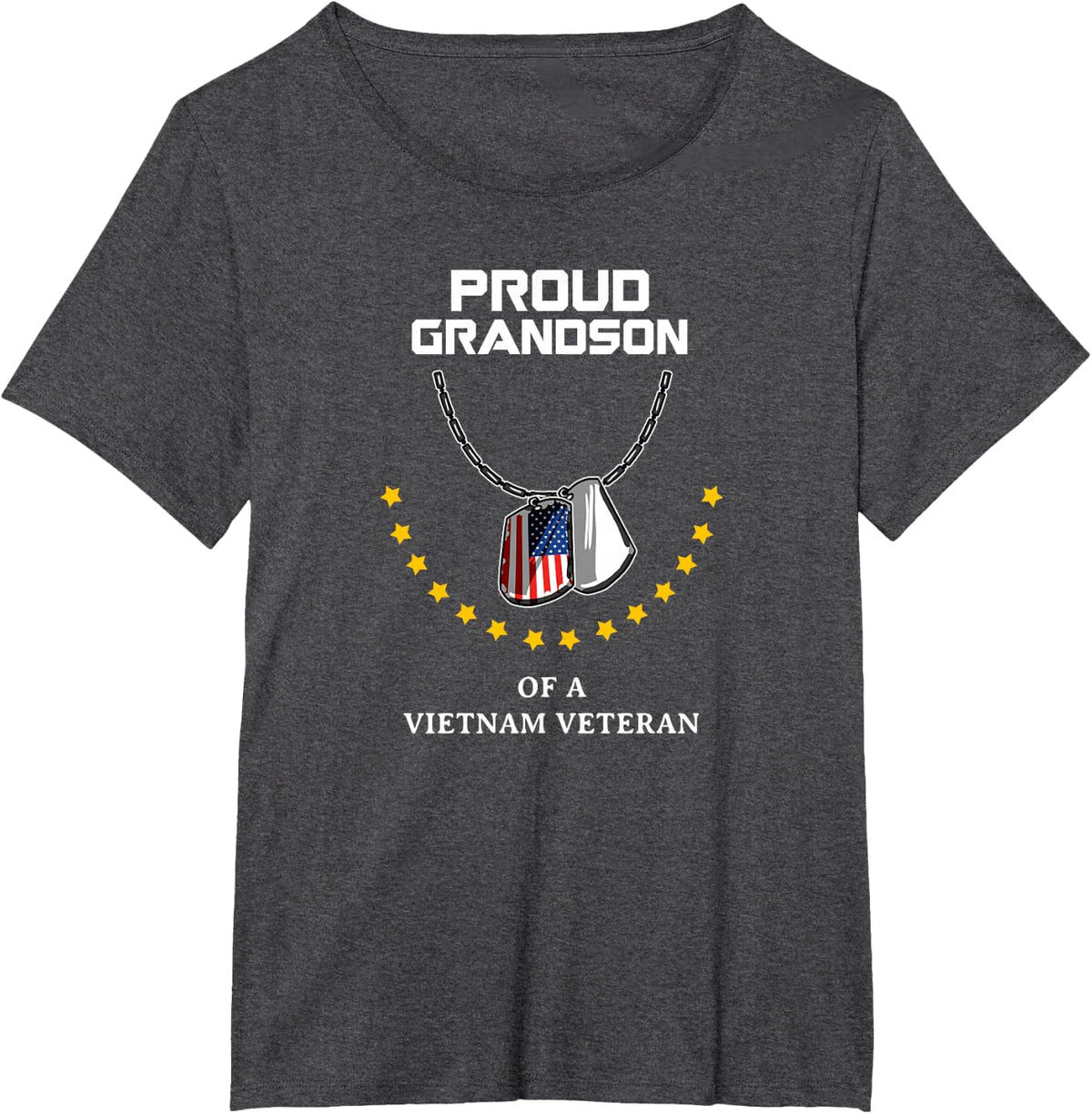 Proud Grandson Of A Vietnam Veteran Cool Army Soldier Gift T-Shirt - Dark Heather Grey