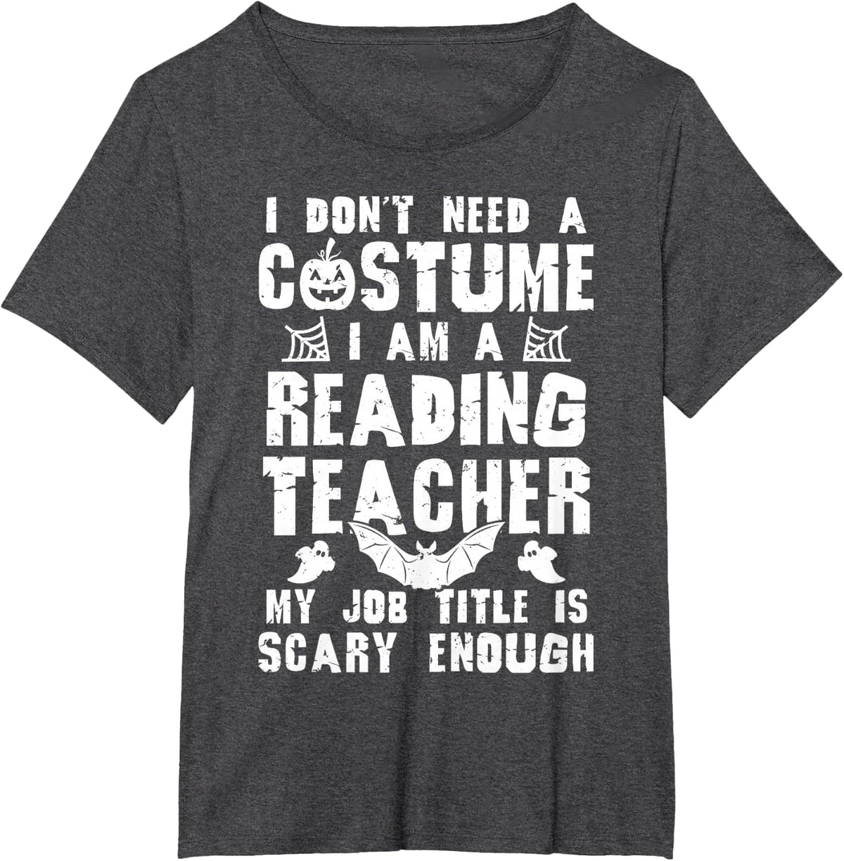 Reading Teacher Halloween Costume Scary Funny Boo T-Shirt - Dark Heather Grey
