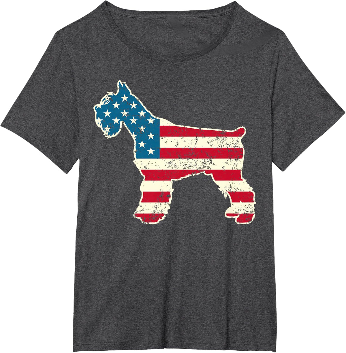 Schnauzer 4th of July Dog Lover Gifts Men USA American Flag T-Shirt - Dark Heather Grey