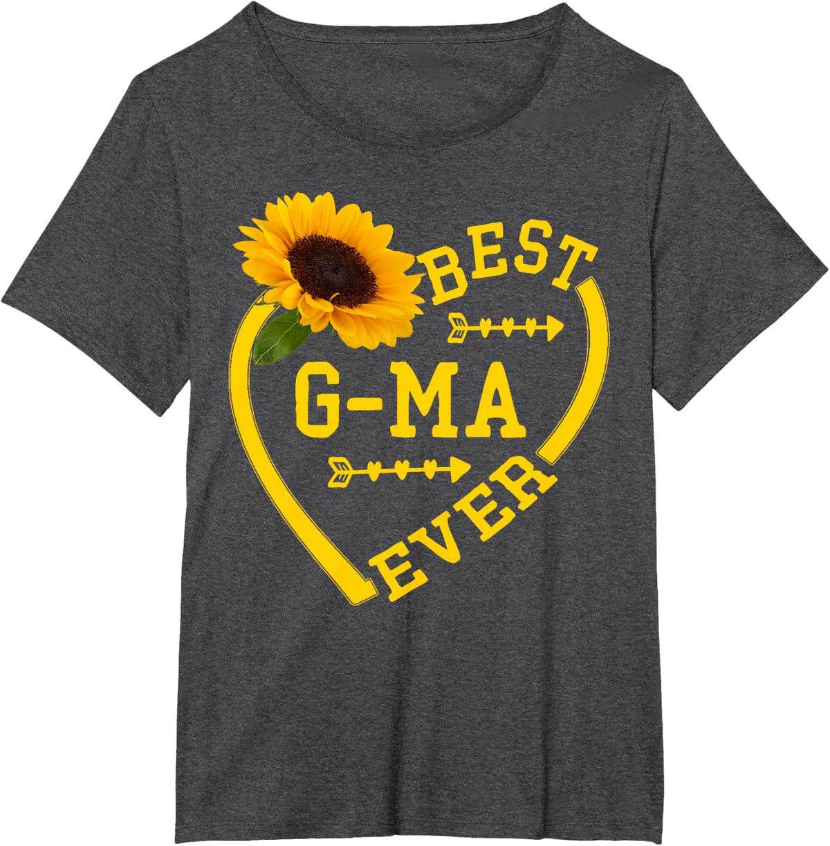 Best G-ma Ever shirt Mother's Day Hearts Sunflower Grandma T-Shirt - Dark Heather Grey