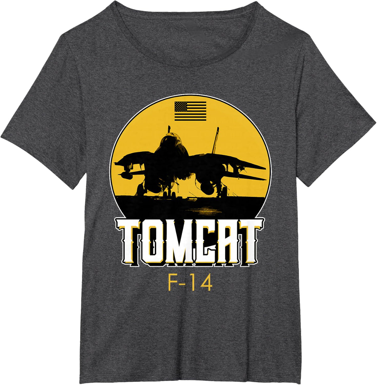 F-14 Tomcat Fighter Jet T-Shirt Tee for Aviation Enthusiasts and Military Personnel - Dark Heather Grey