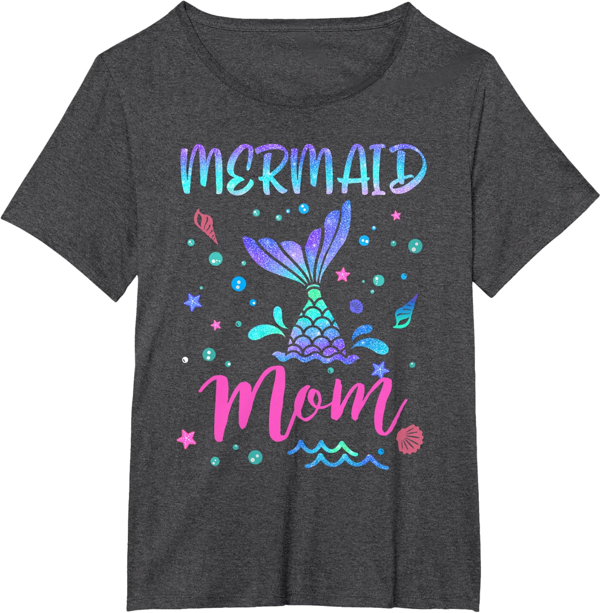 Birthday Mermaid Mom Matching Family Bday Party Squad Mommy T-Shirt - Dark Heather Grey