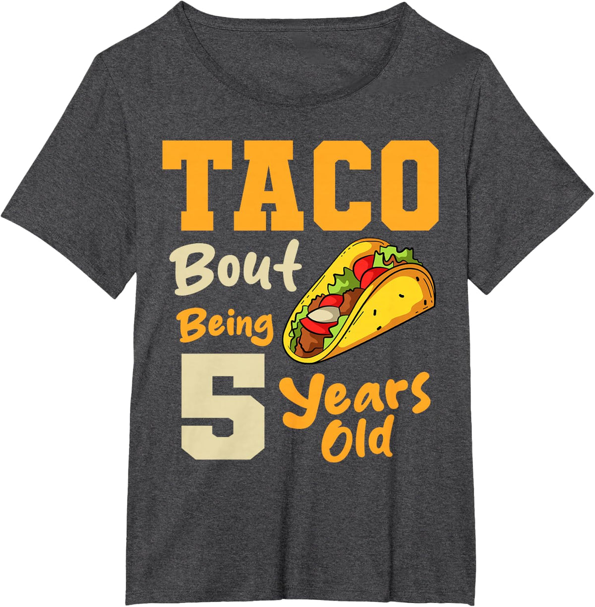 Taco 5th Birthday Party Chef Mexican Dish Food Cook Fiesta T-Shirt - Dark Heather Grey