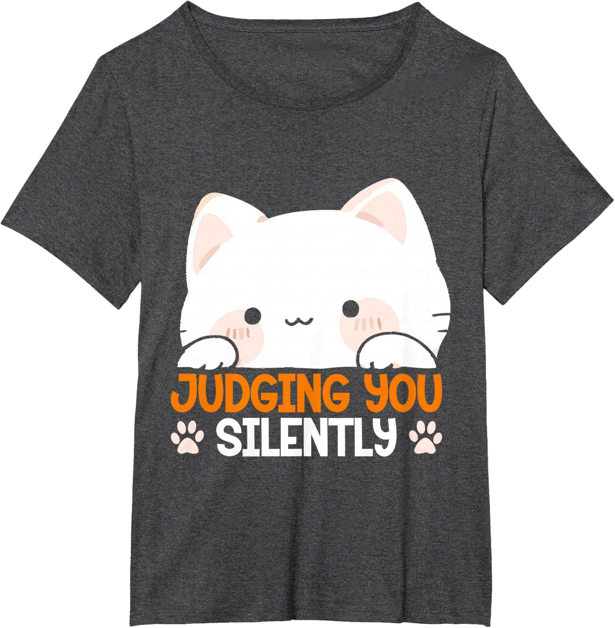 Judging You Silently Kitten Lover Sarcasm Adorable Cat T-Shirt - Dark Heather Grey