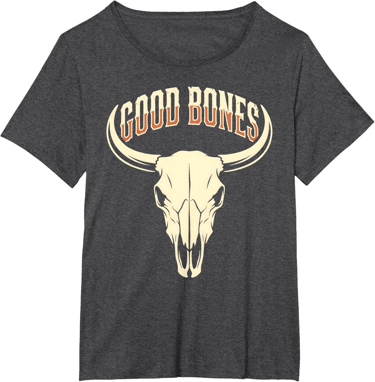 Good Bones Cow Skull Funny Western Longhorn Boho Earrings T-Shirt - Dark Heather Grey
