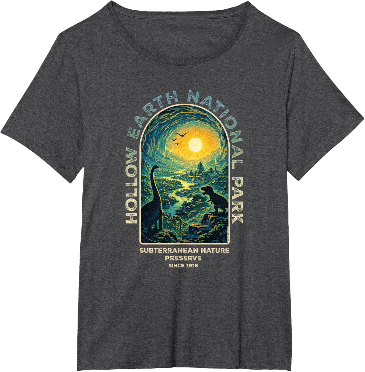 Hollow Earth National Park Subterranean Nature Preserve T-Shirt - Dark Heather Grey