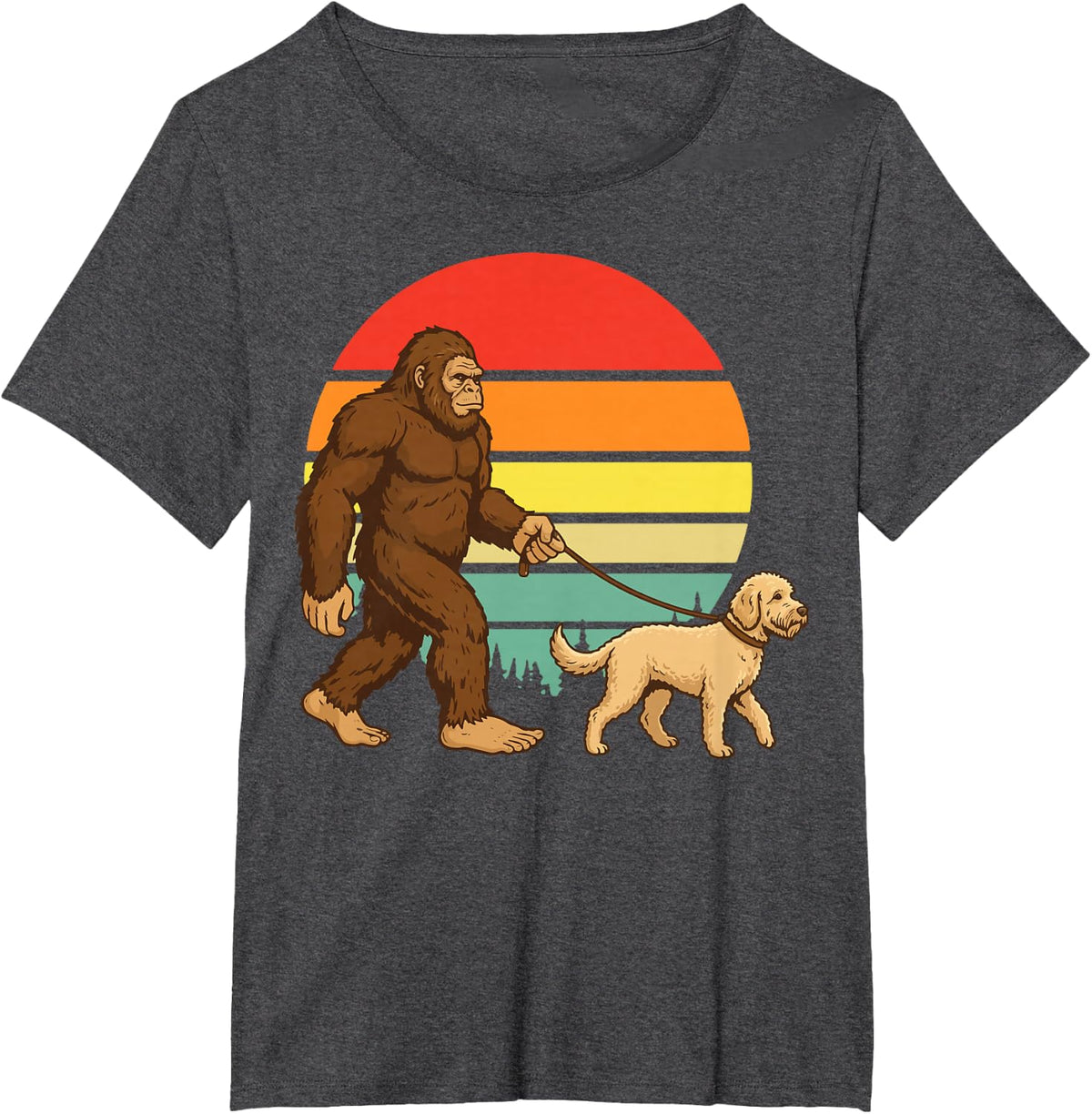 Goldendoodle Bigfoot T-Shirt - Dark Heather Grey