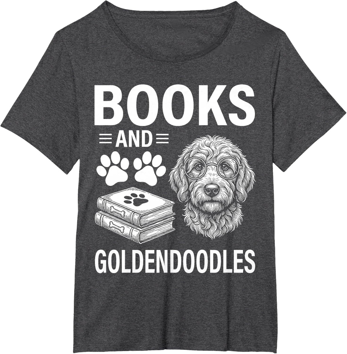 Books and Goldendoodles Funny Goldendoodle T-Shirt - Dark Heather Grey