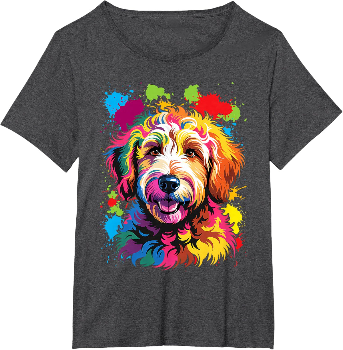 Golden Doodle Dog Colorful Goldendoodle Face dog Lover men T-Shirt - Dark Heather Grey