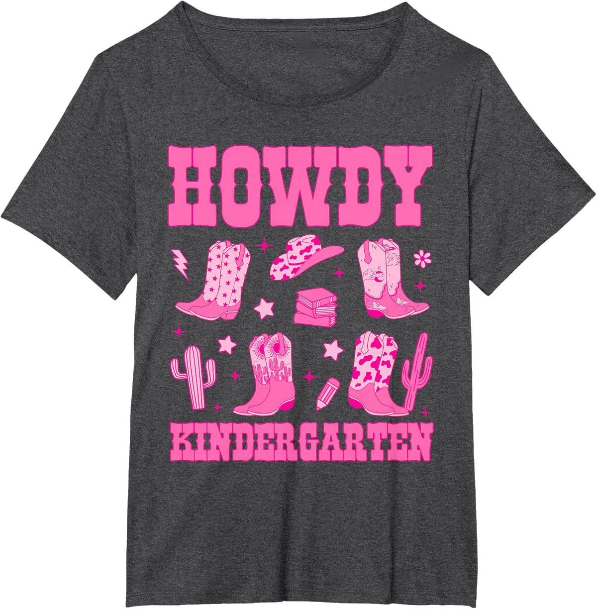 Howdy Kindergarten Teacher Student Western Country Cowgirl T-Shirt - Dark Heather Grey