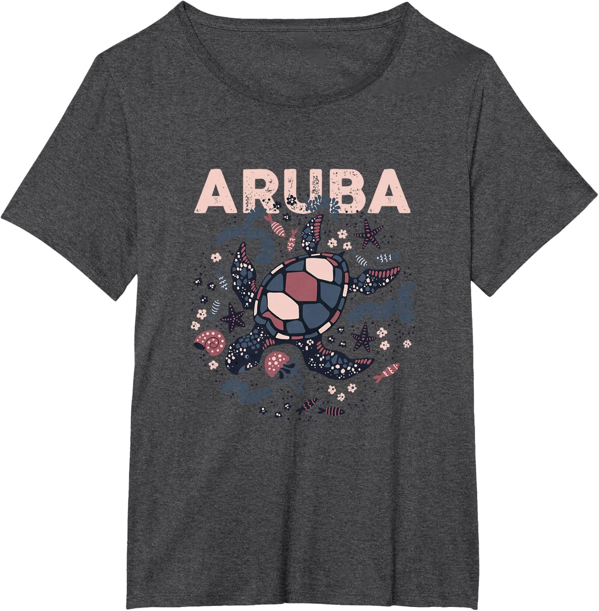 Aruba Travel Summer Holiday Aruban Turtle Tropical Island T-Shirt - Dark Heather Grey