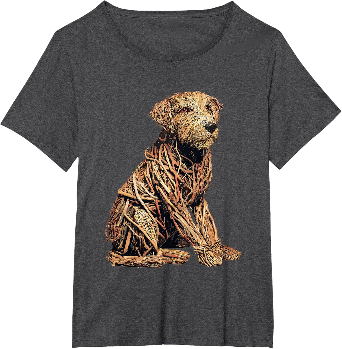 Rustic Goldendoodle with Twigs Branches Art Autumn Dog T-Shirt - Dark Heather Grey