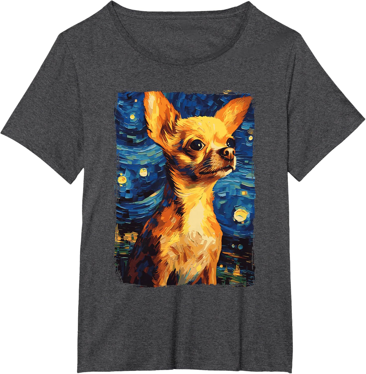 Chihuahua Starry Night T-Shirt Tee for Dog Lovers Men Women Kids Chihuahua Shirts - Dark Heather Grey