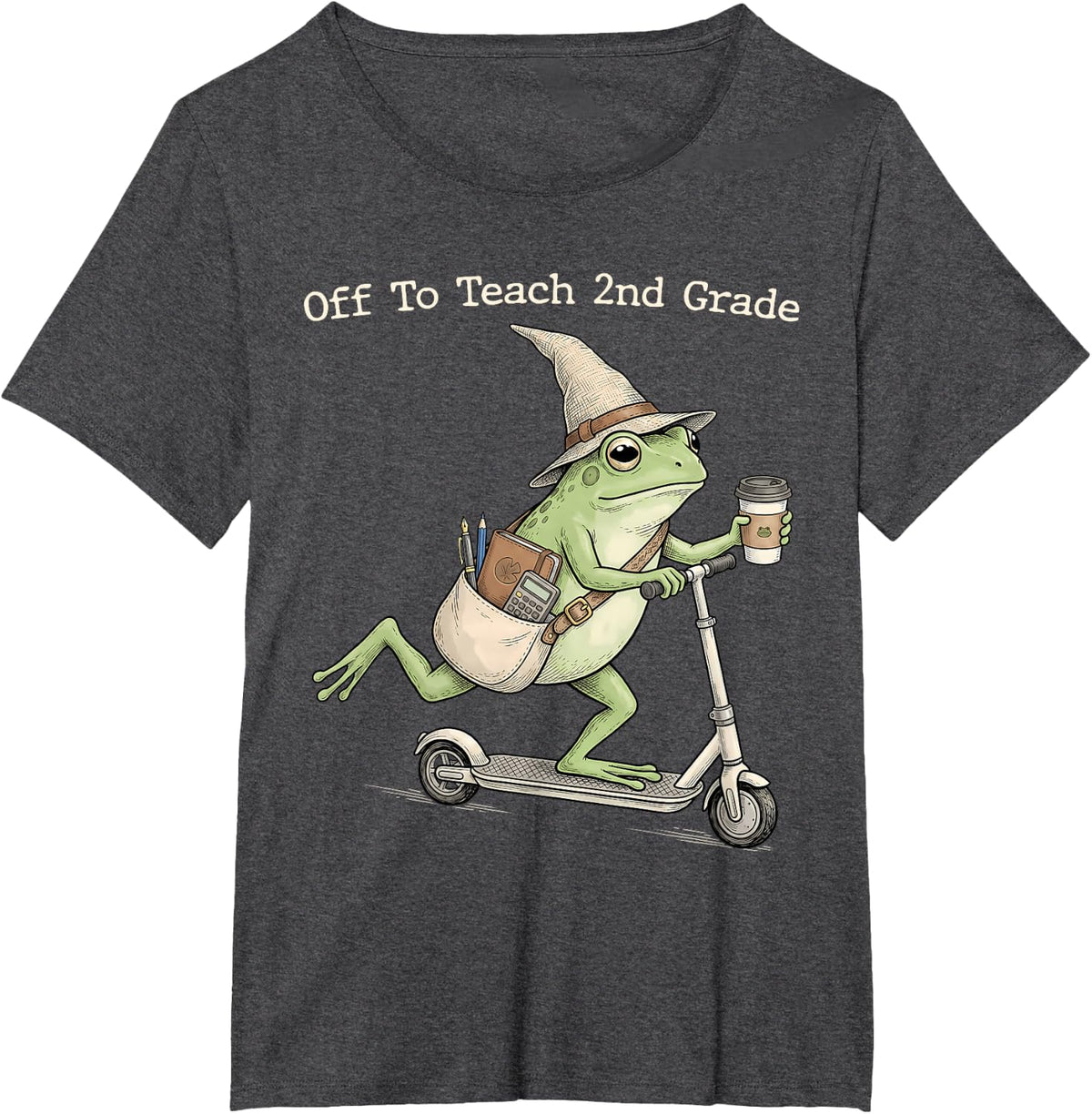 Funny Off to Teach 2nd Grade Teacher Frog Back to School T-Shirt - Dark Heather Grey