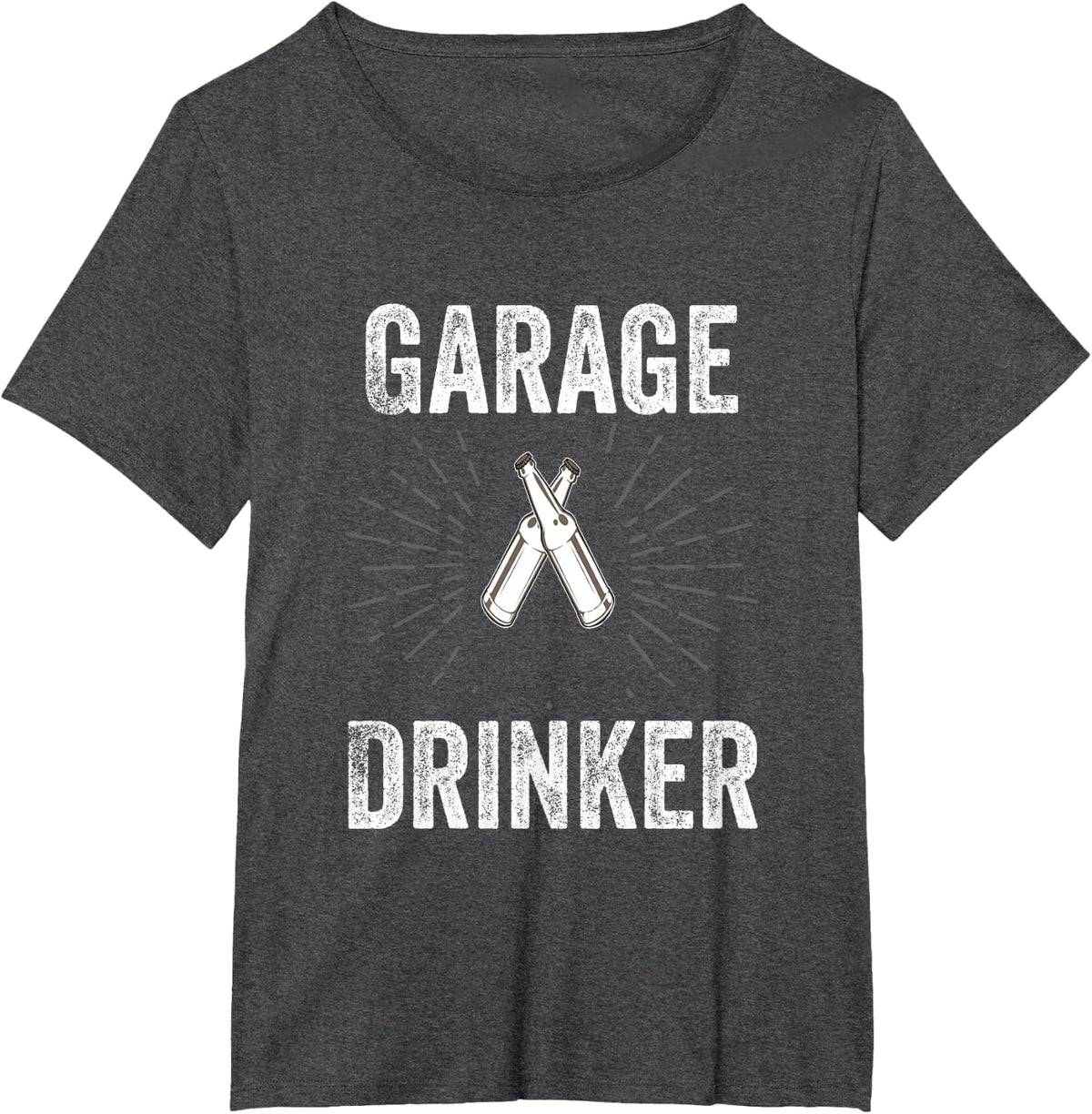 Funny Garage Drinker Black Men's Retro Garage Drinker Humor T-Shirt, Small, Classic Fit, Short Sleeve - Dark Heather Grey