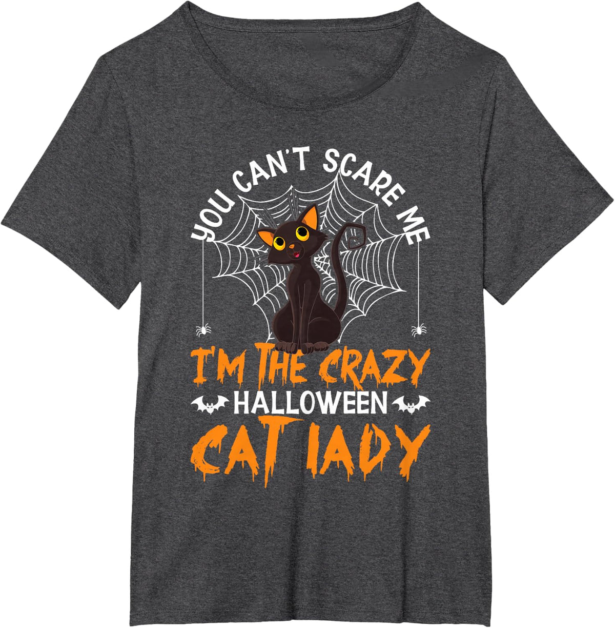 Scary Halloween Design: Crazy cat Lady T-Shirt - Dark Heather Grey