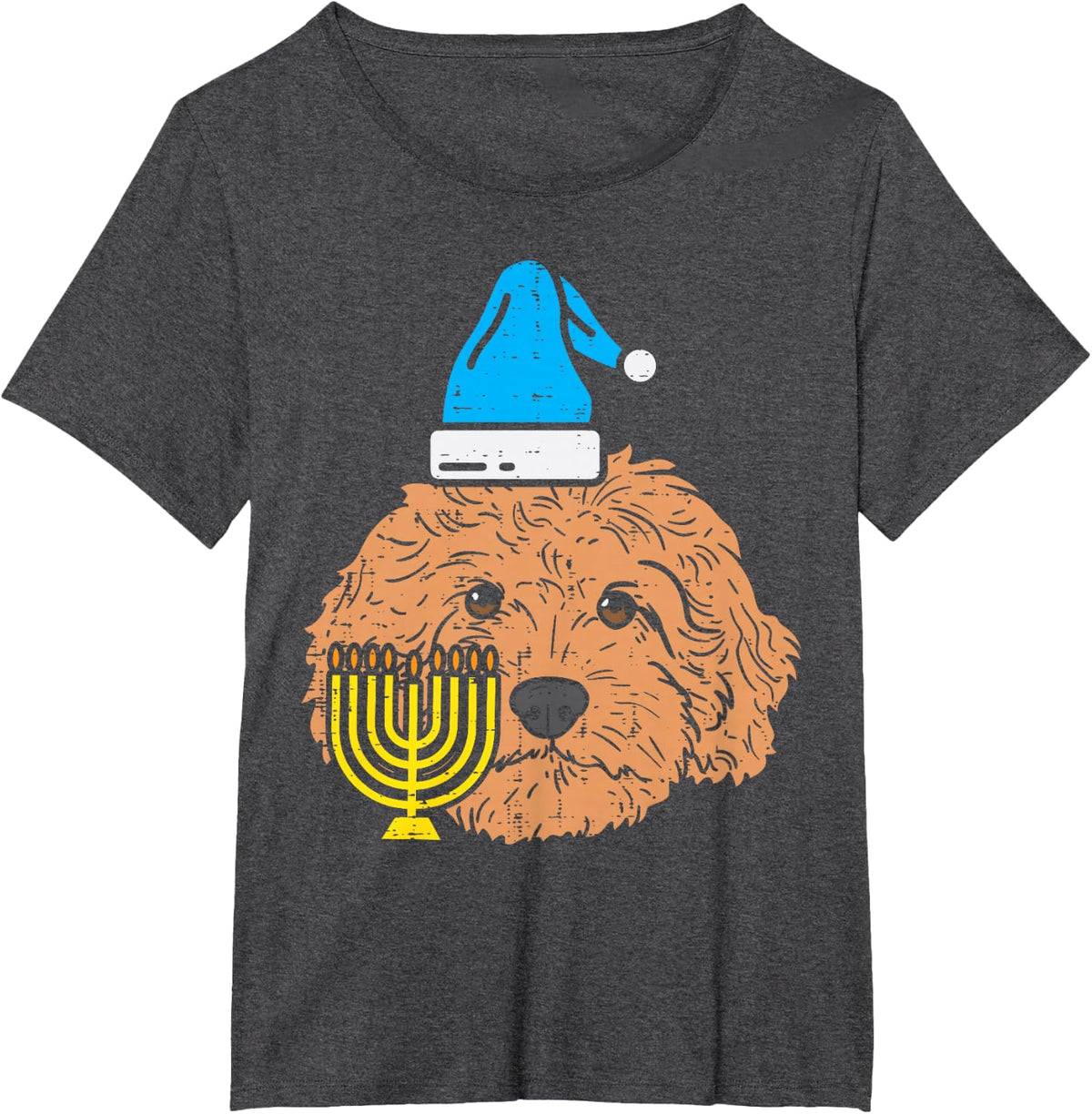 Goldendoodle Menorah Jewish Animal Pet Dog Hanukkah Gift T-Shirt - Dark Heather Grey