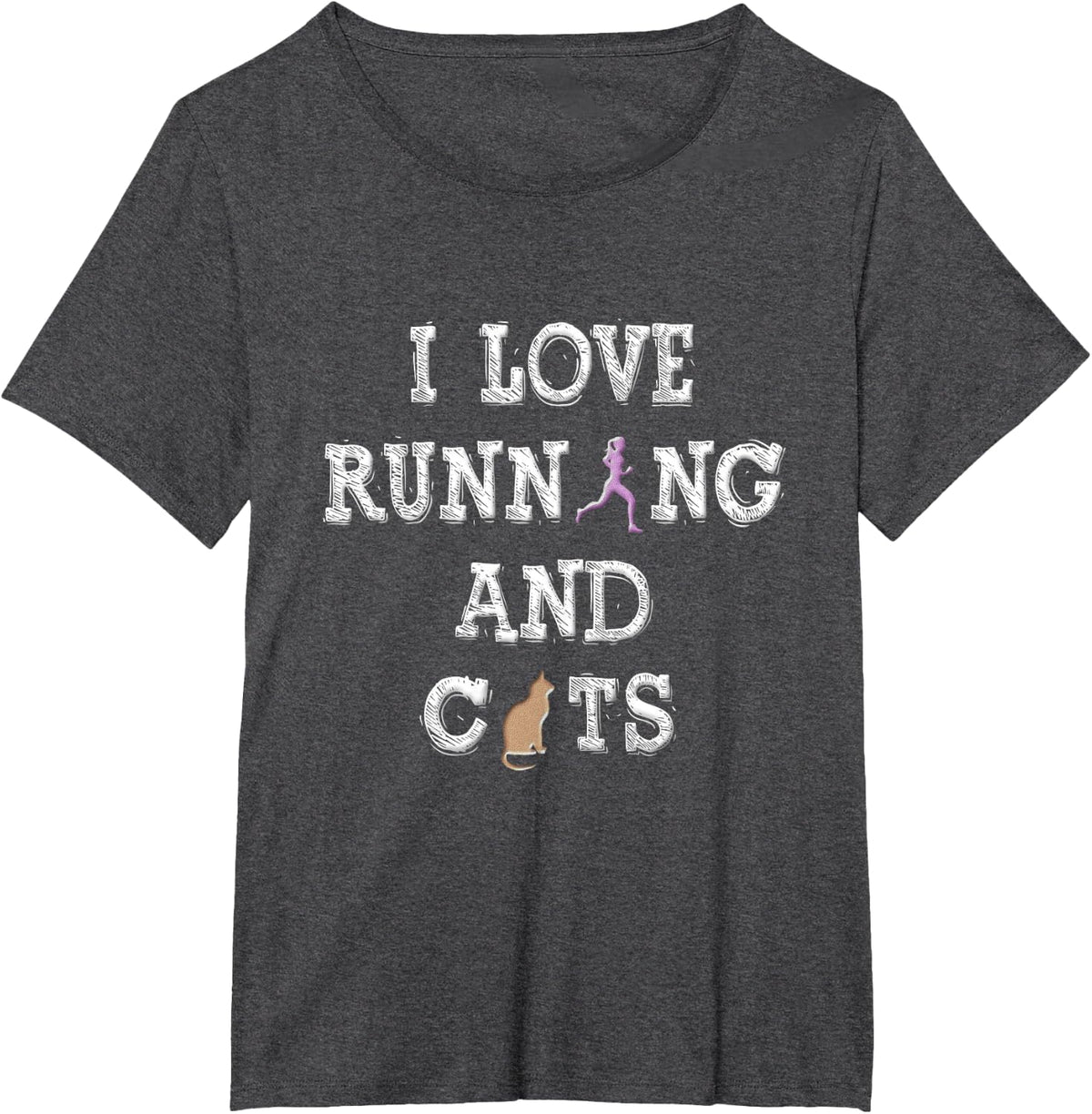 I Love Running Shirt Cat Lover Gifts Women Runner Shirts T-Shirt - Dark Heather Grey