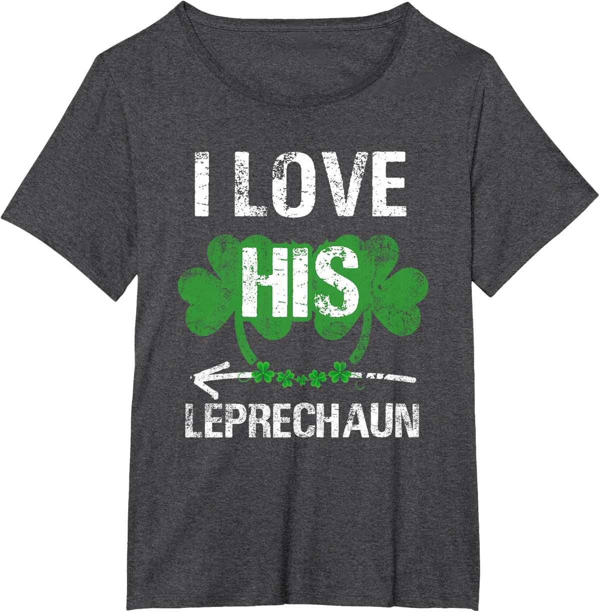 I Love His Leprechaun Shirt St Patricks Day Matching Couples T-Shirt - Dark Heather Grey