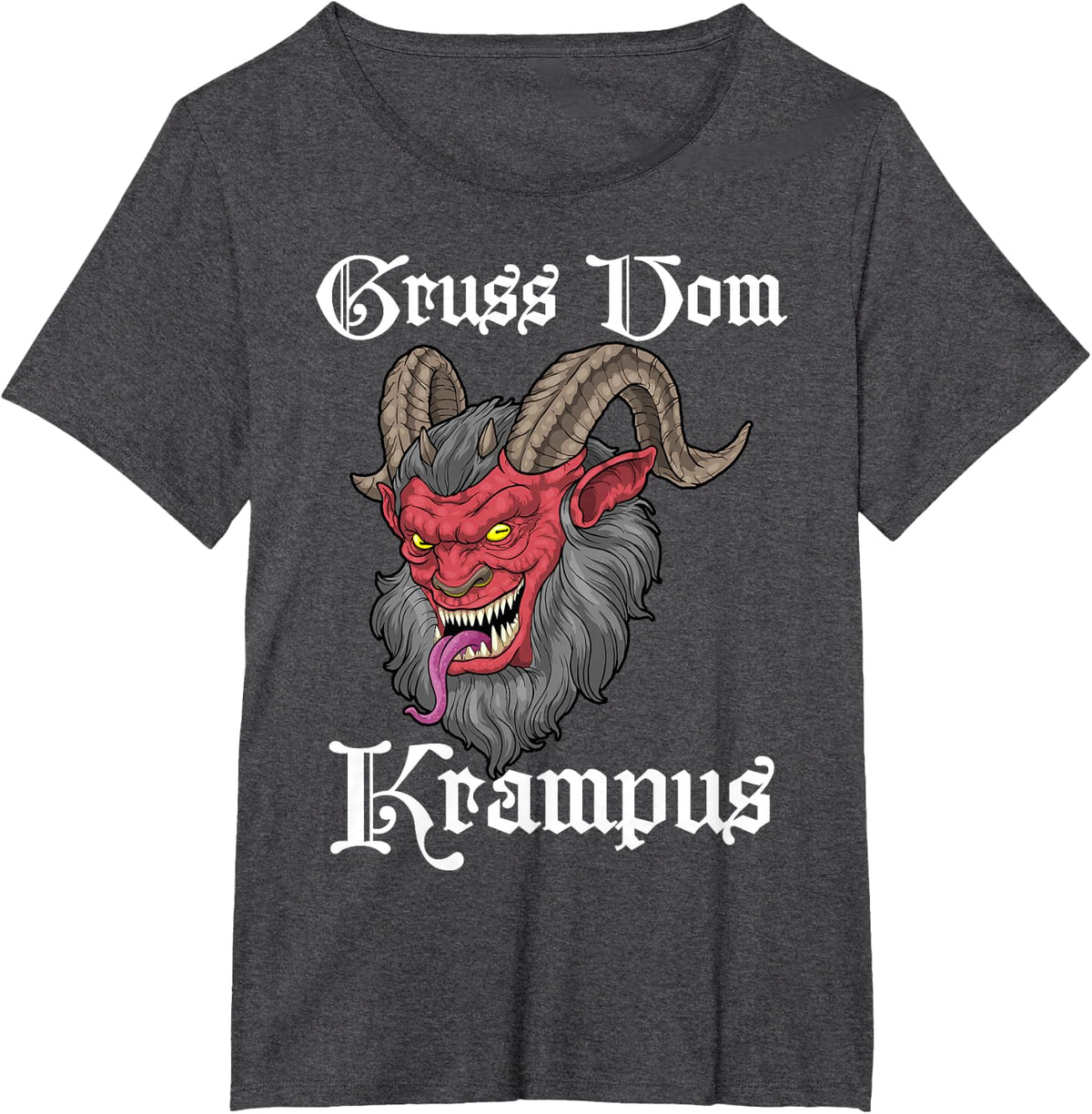 Gruss Vom Krampus Germanic Christmas Demon Merry Krampus T-Shirt Tee - Dark Heather Grey