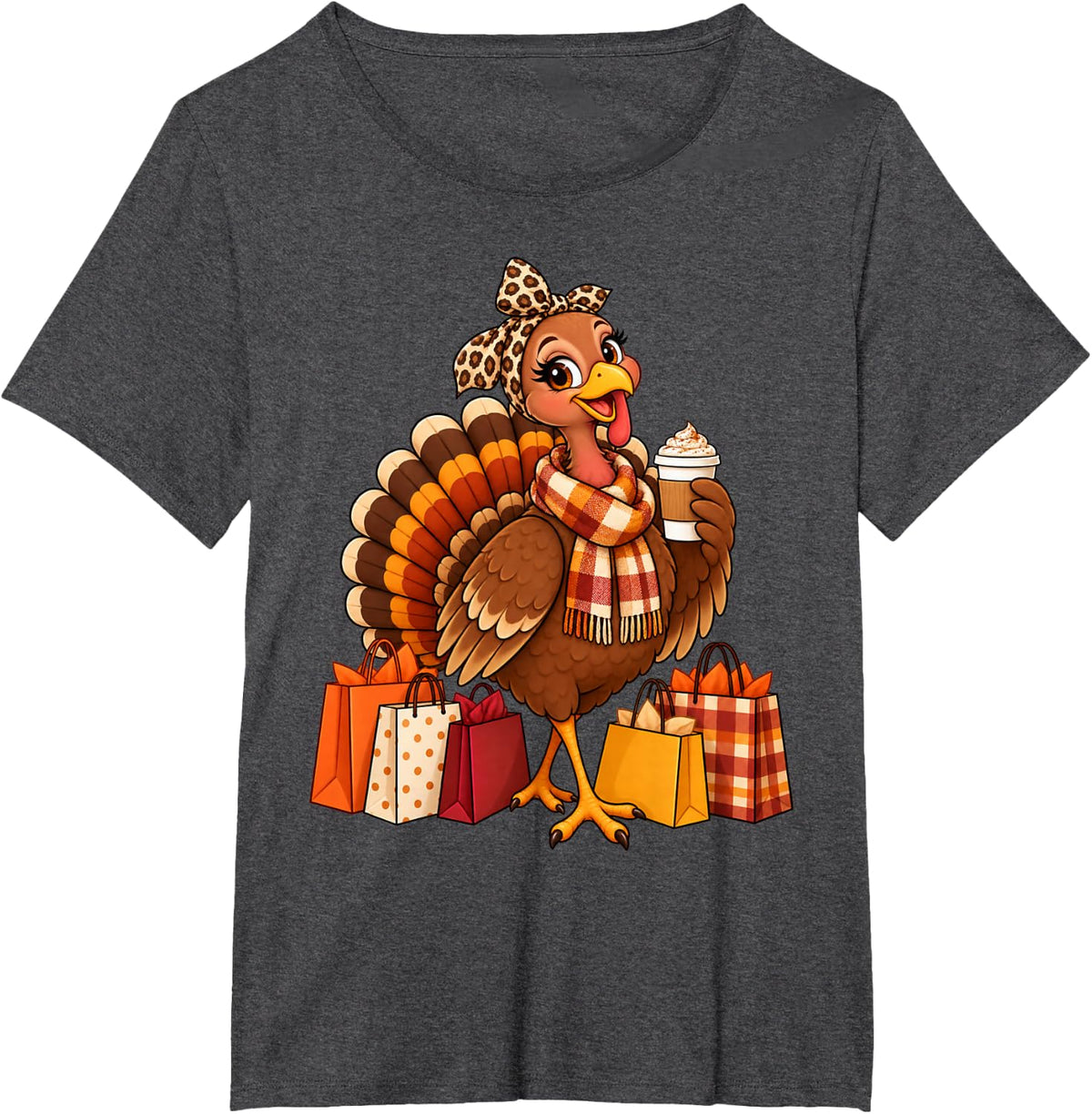 Gobble Mom Turkey Latte Cute Fall Thanksgiving Mama Errands T-Shirt - Dark Heather Grey