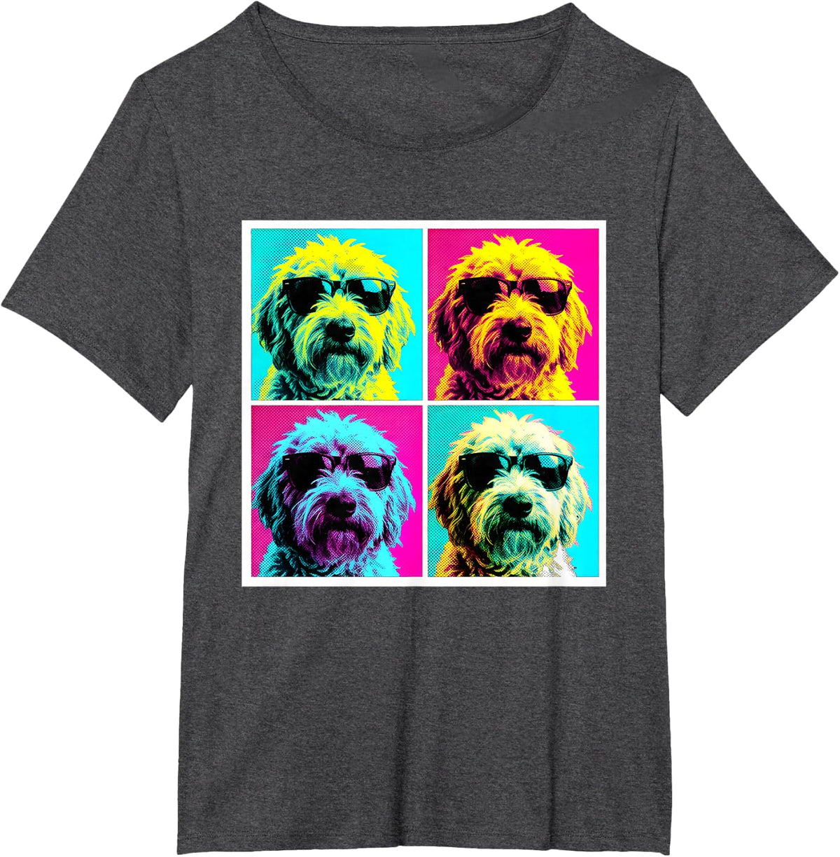 Funny Doodle Dog for Men Women Kids Goldendoodle Dad Mom Art T-Shirt - Dark Heather Grey