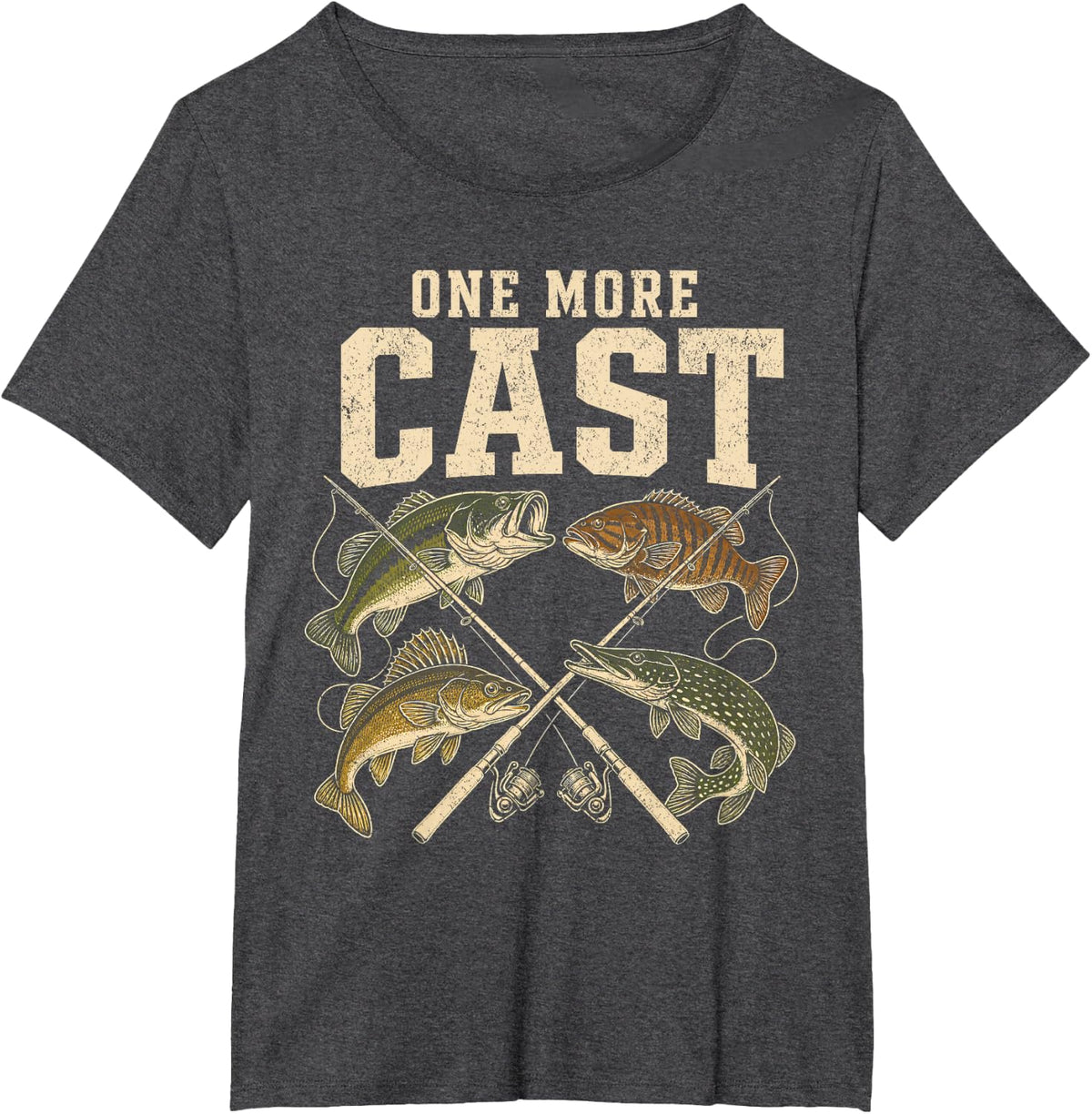 Fishing Lover One More Cast Bass Pike Trout Angler Fisherman T-Shirt - Dark Heather Grey