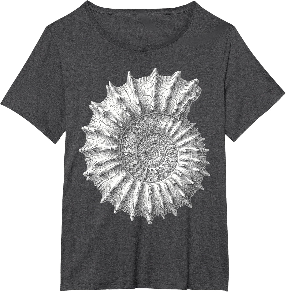 Paleontology Acanthoceras Ammonite Fossil Spiral Shell T-Shirt - Dark Heather Grey