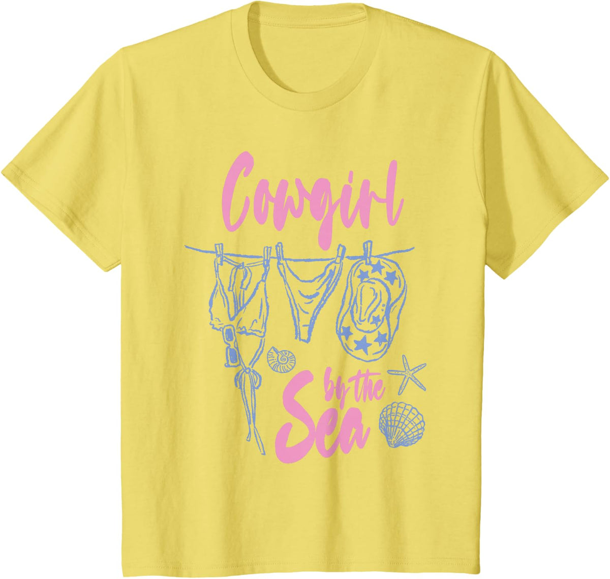 Cowgirl By The Sea Beach Western Coastal Summer Vibes Women T-Shirt - Lemon Yellow