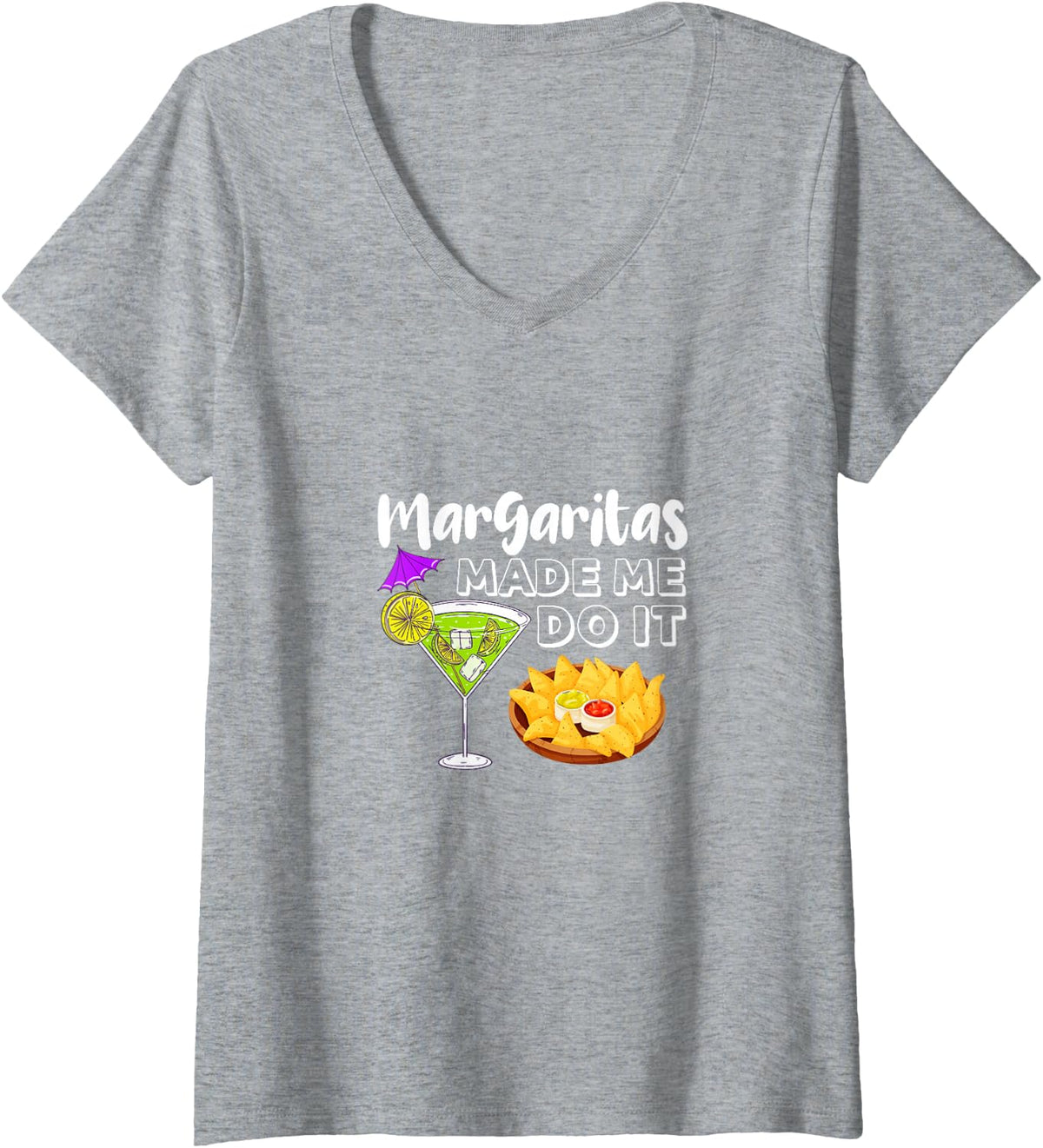 Women's Margaritas Made Me Do It Cinco de Mayo Margarita Lover V-Neck T-Shirt - Heather Grey