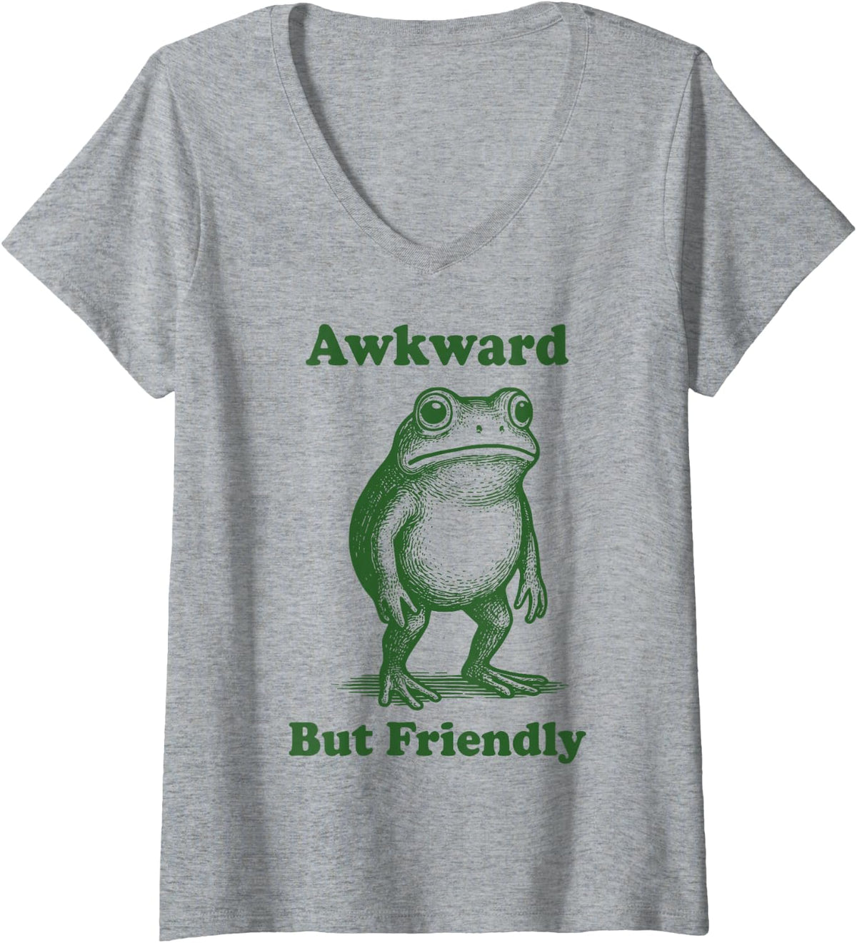 Women's Awkward But Friendly V-Neck T-Shirt - Heather Grey