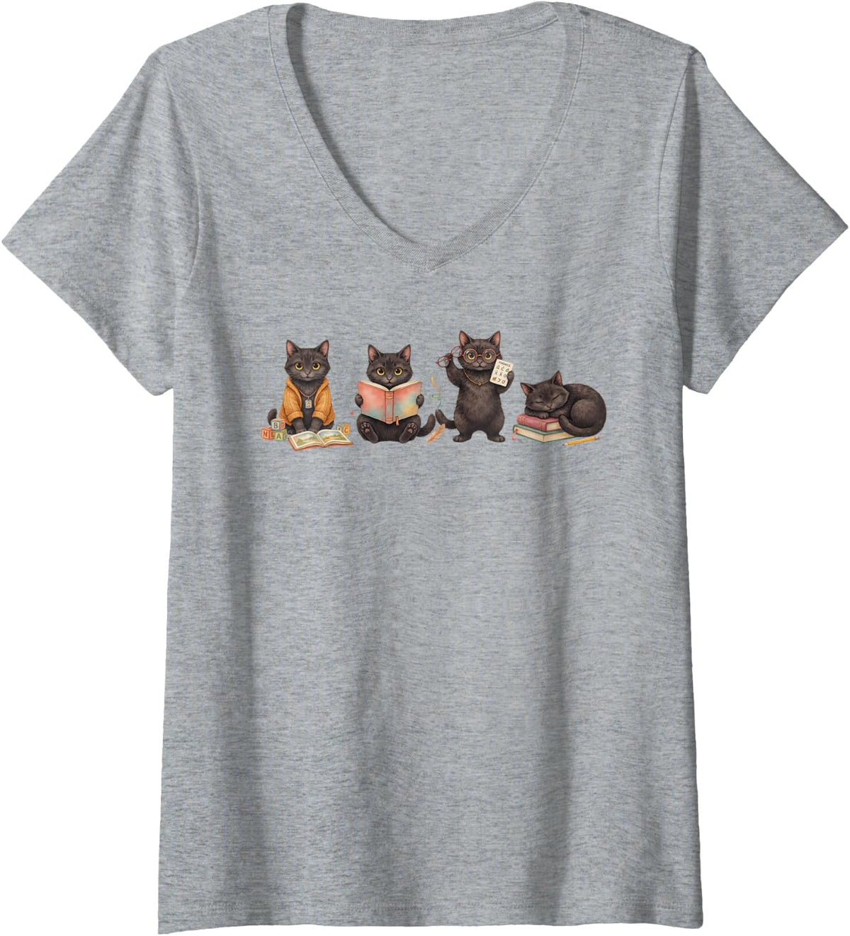 Women's Literacy Specialist Reading Coach Interventionist Teacher V-Neck T-Shirt - Heather Grey