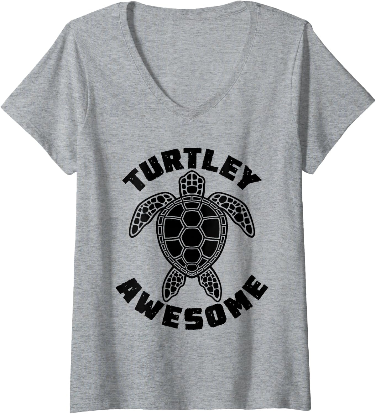 Women's Turtley Awesome Geometric Turtle V-Neck T-Shirt - Heather Grey