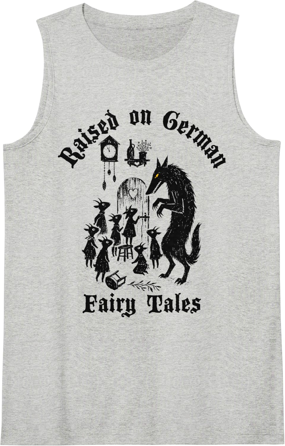 German Fairy Tales Wolf Seven Kids Goat Story Sleeveless Tank Top - Heather Grey