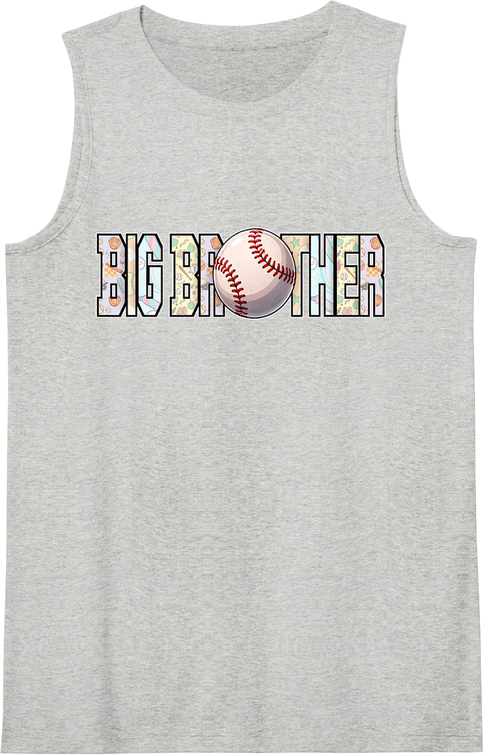 Big Brother Baseball Bro of The Birthday Party Sleeveless Tank Top - Heather Grey