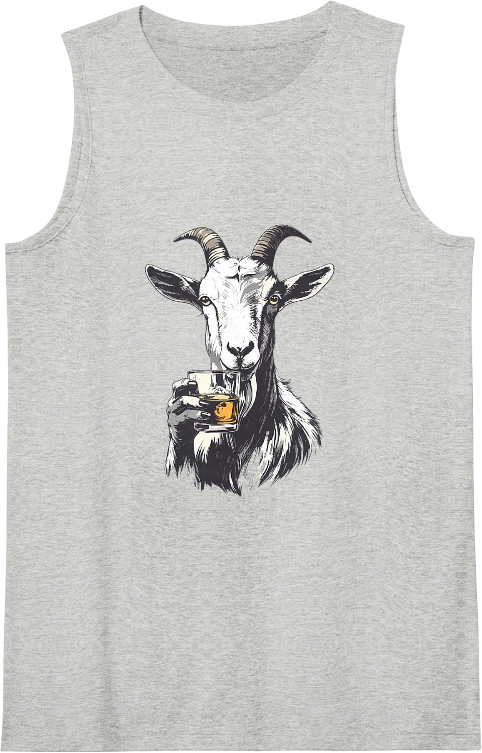Talk Bourbon to Me Kentucky Goat Drinking Whiskey Sleeveless Tank Top - Heather Grey