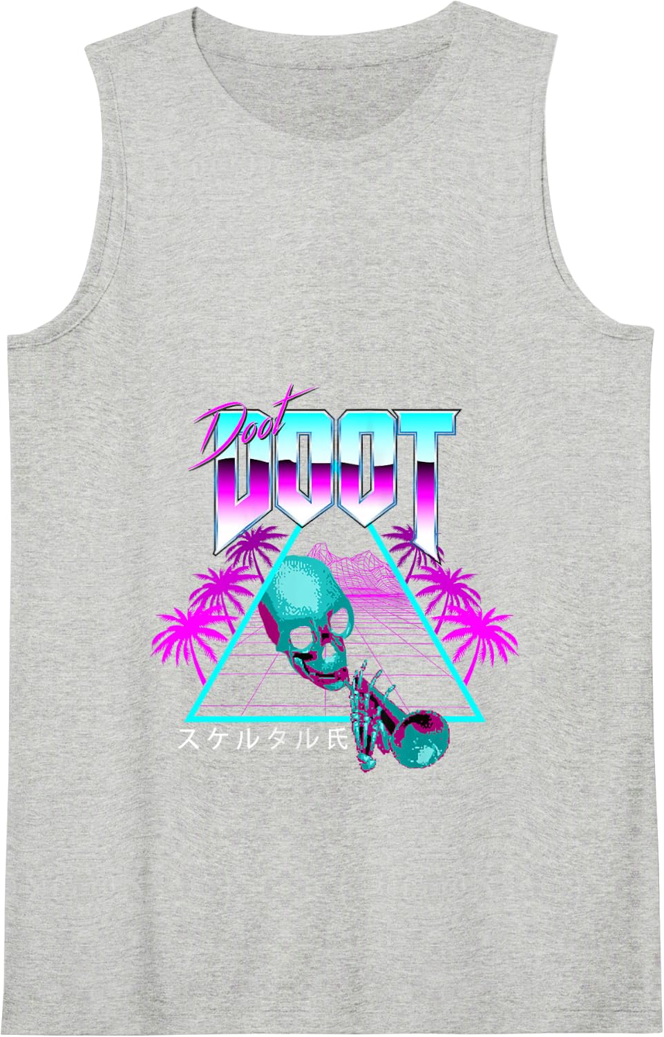 Doot Doot Mr Skeltal Retro Aesthetic Vaporwave Streetwear Tank Top - Heather Grey
