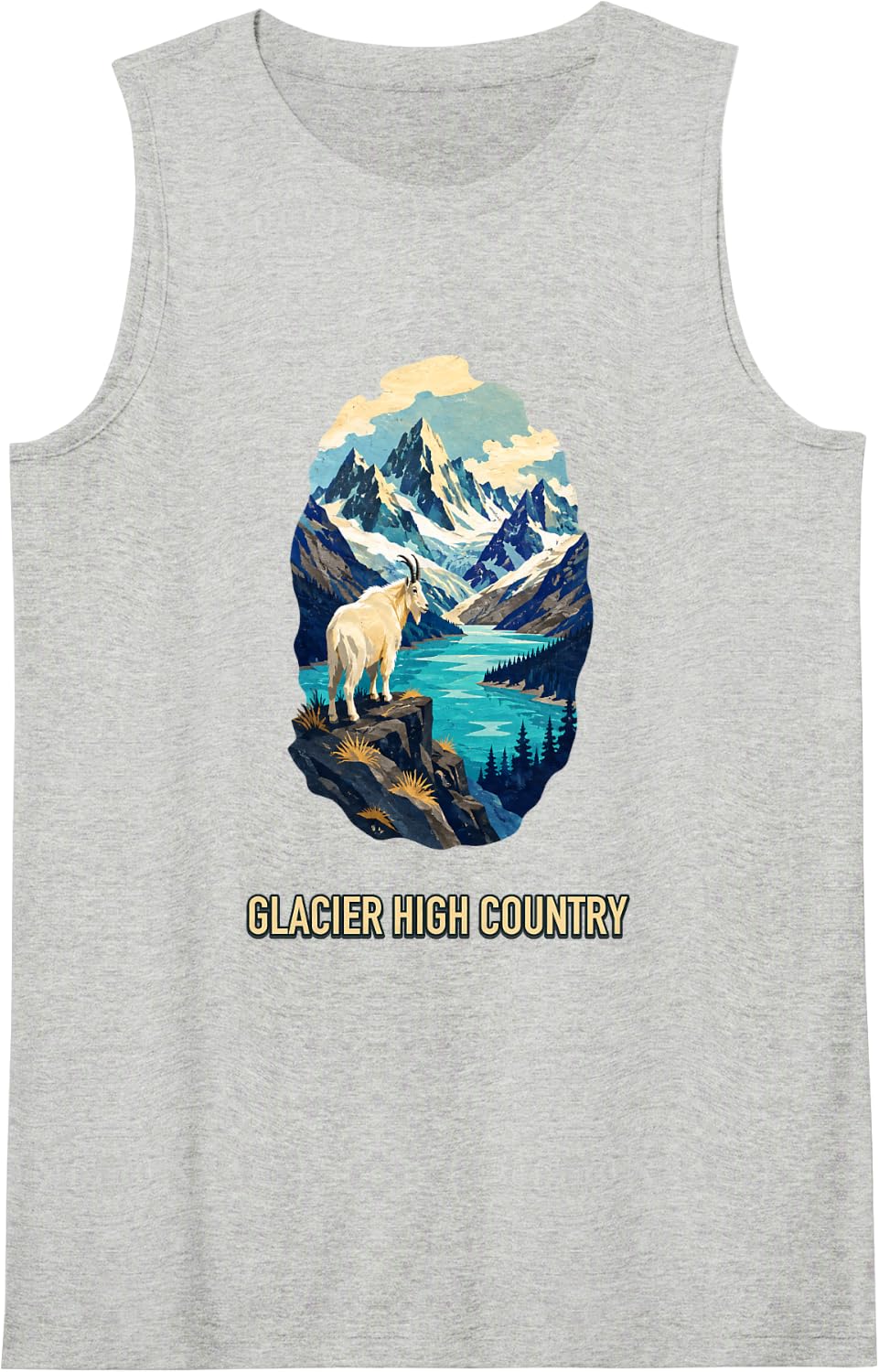 Glacier High Country Mountain Goat Sleeveless Tank Top - Heather Grey