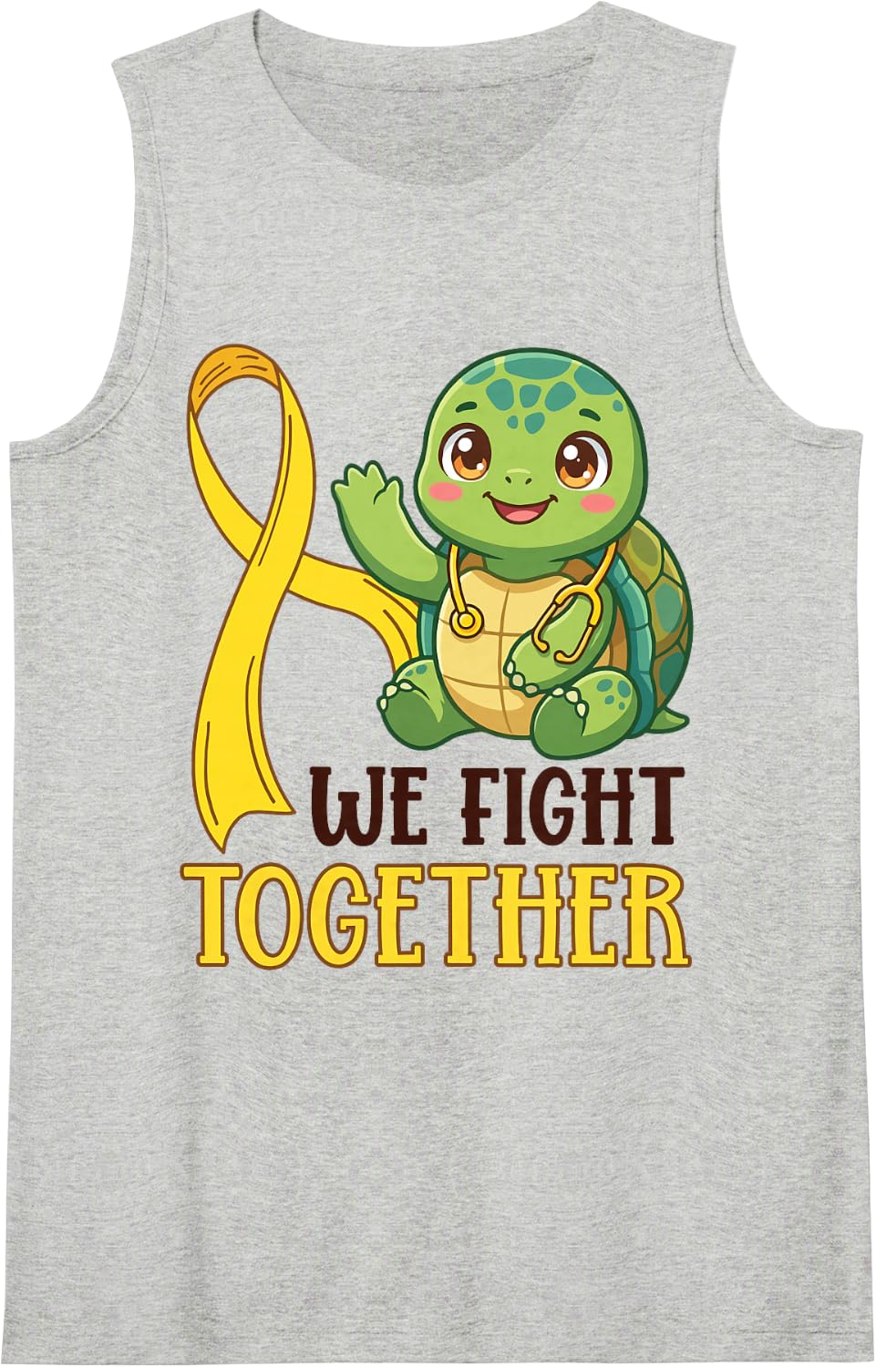 We Fight Together Childhood Cancer Awareness Turtle Nurses Sleeveless Tank Top - Heather Grey