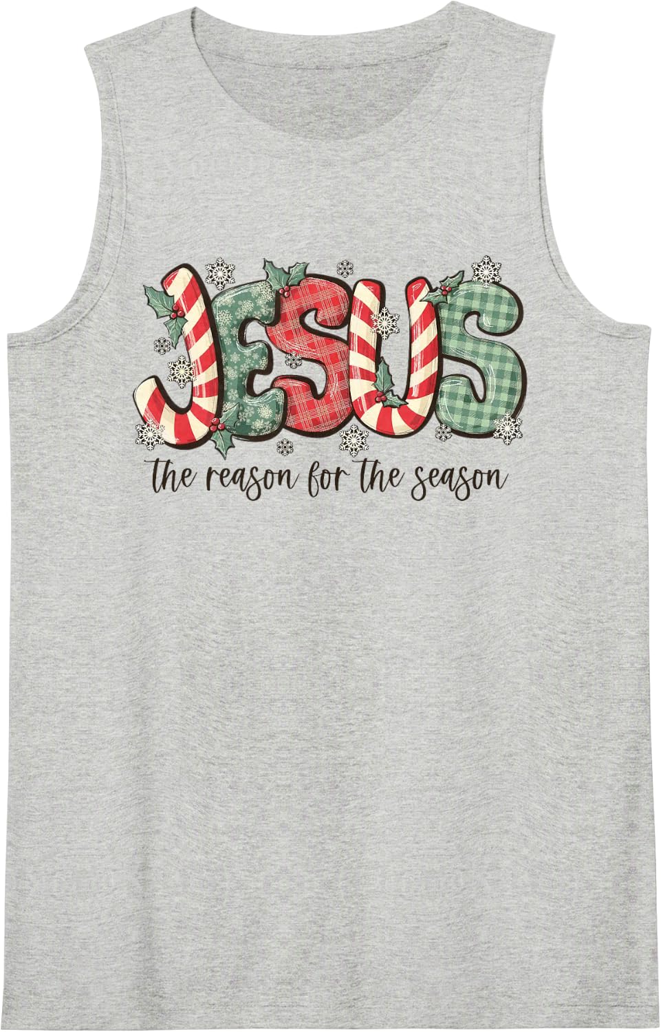 Jesus The Reason for The Season Christian Christmas Sleeveless Tank Top - Heather Grey