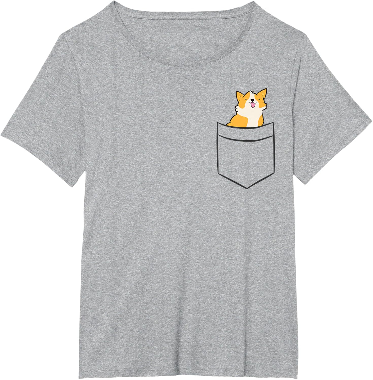 Corgi Dog In Pocket Pembroke Welsh Corgi T-Shirt - Heather Grey