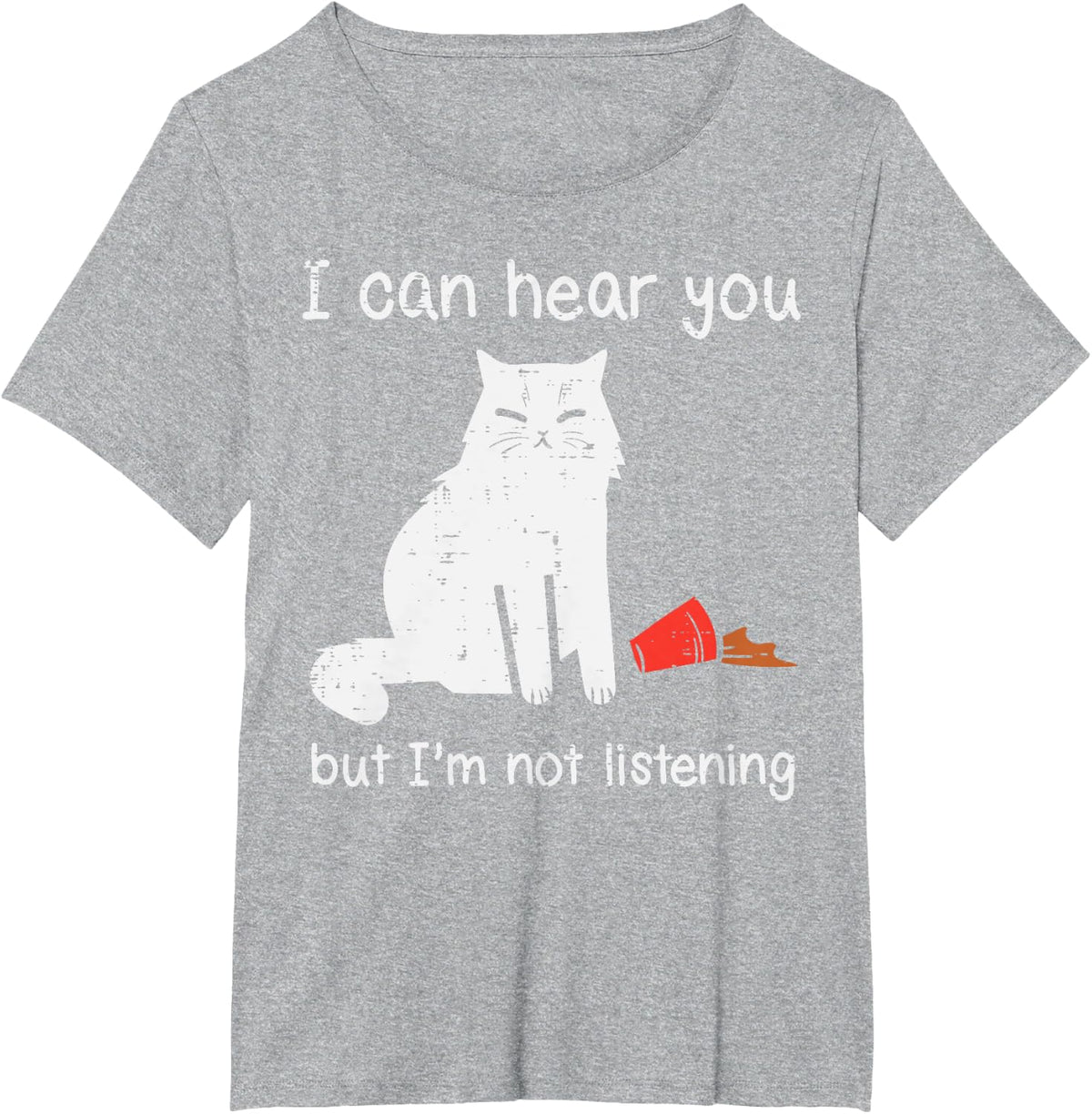 I Can Hear You But I'm Not Listening Funny Cat Men Women Kid T-Shirt - Heather Grey