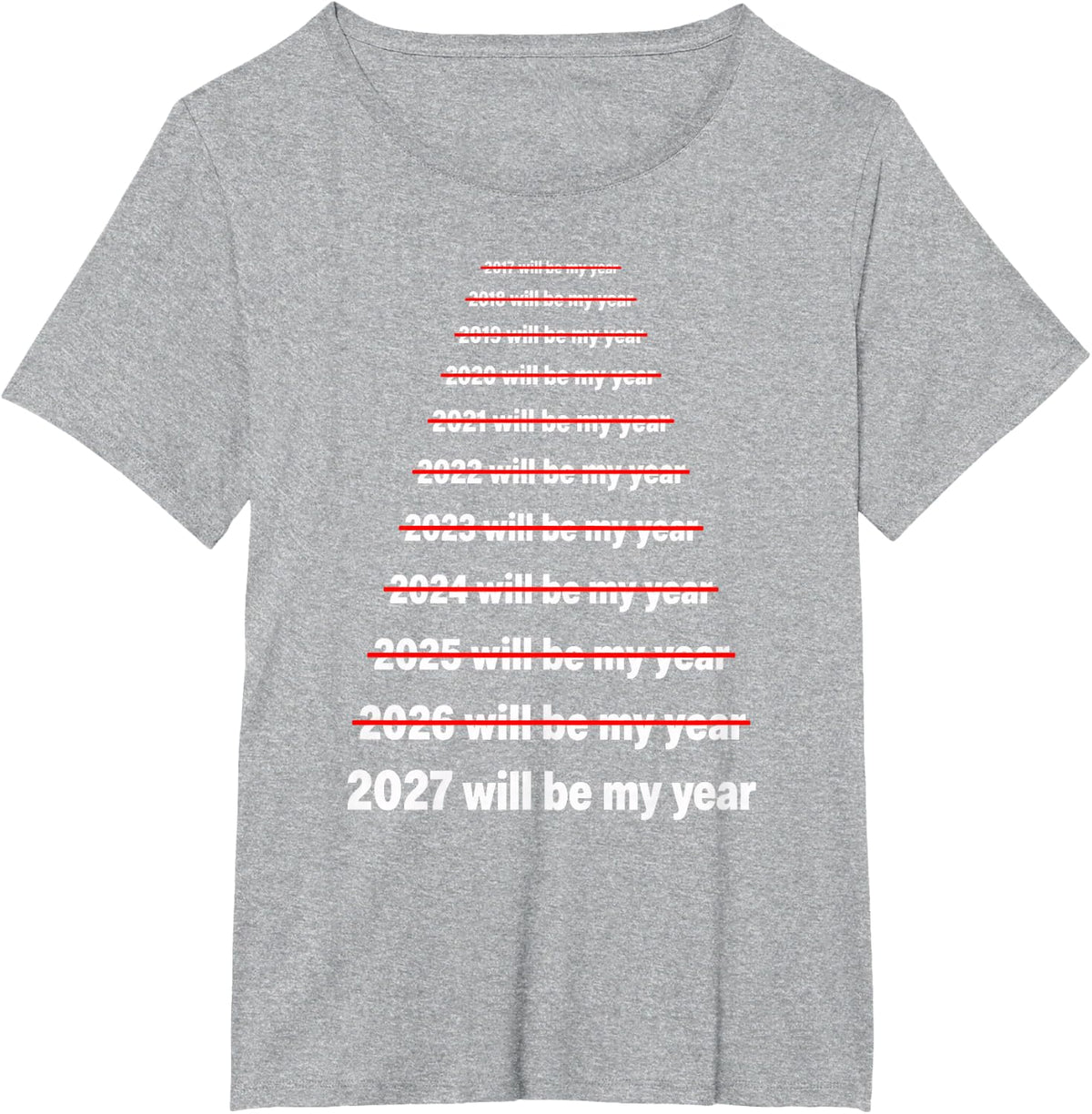 2027 Will Be My Year Funny Sarcastic Resolution Meme T-Shirt - Heather Grey