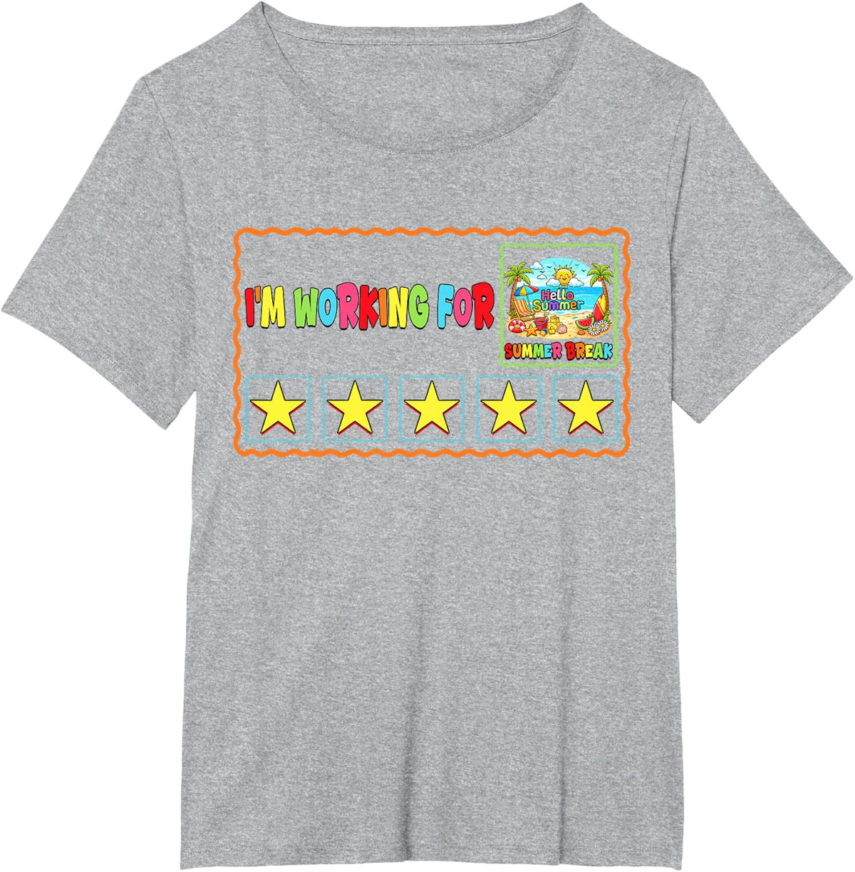 I'm Working for Summer Break Last Day of School Teacher Tee T-Shirt - Heather Grey