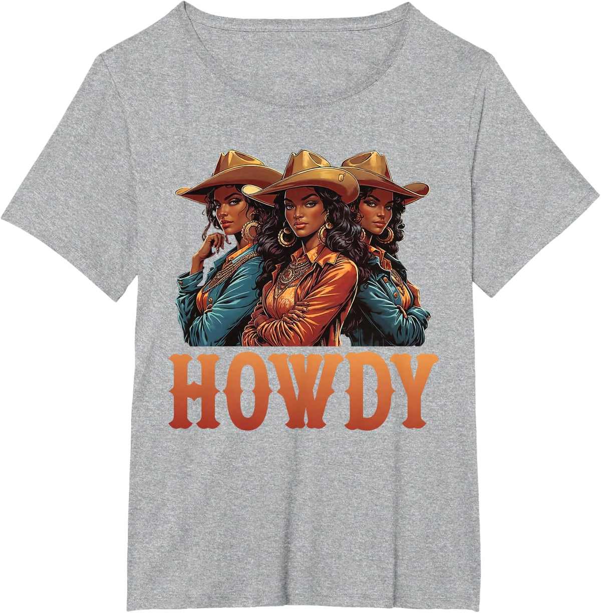 African Melanin Cowgirl Rodeo Western Black History Month T-Shirt - Heather Grey