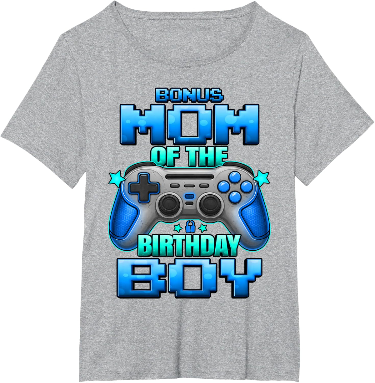 Bonus Mom of The Birthday Boy Matching Family Mother T-Shirt - Heather Grey