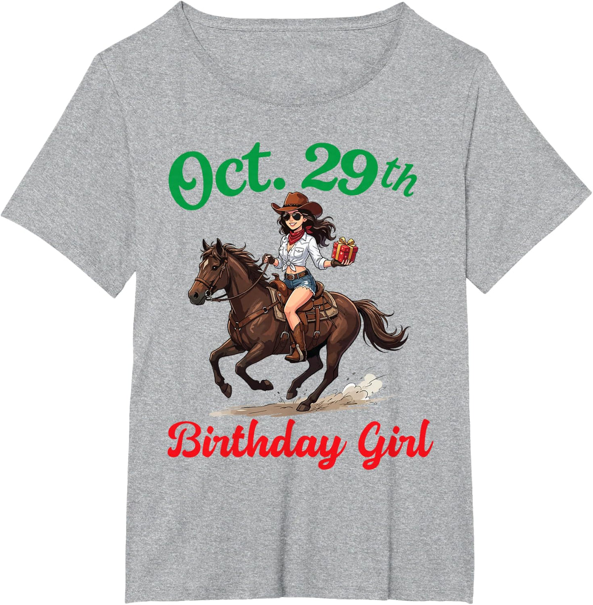 Born On October 29th Happy Birthday to Me Girl Riding Horse T-Shirt - Heather Grey