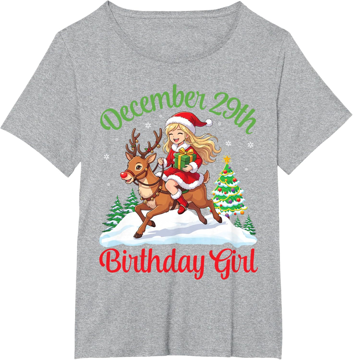 Born On December 29th Happy Birthday to Me Girl Riding Horse T-Shirt - Heather Grey