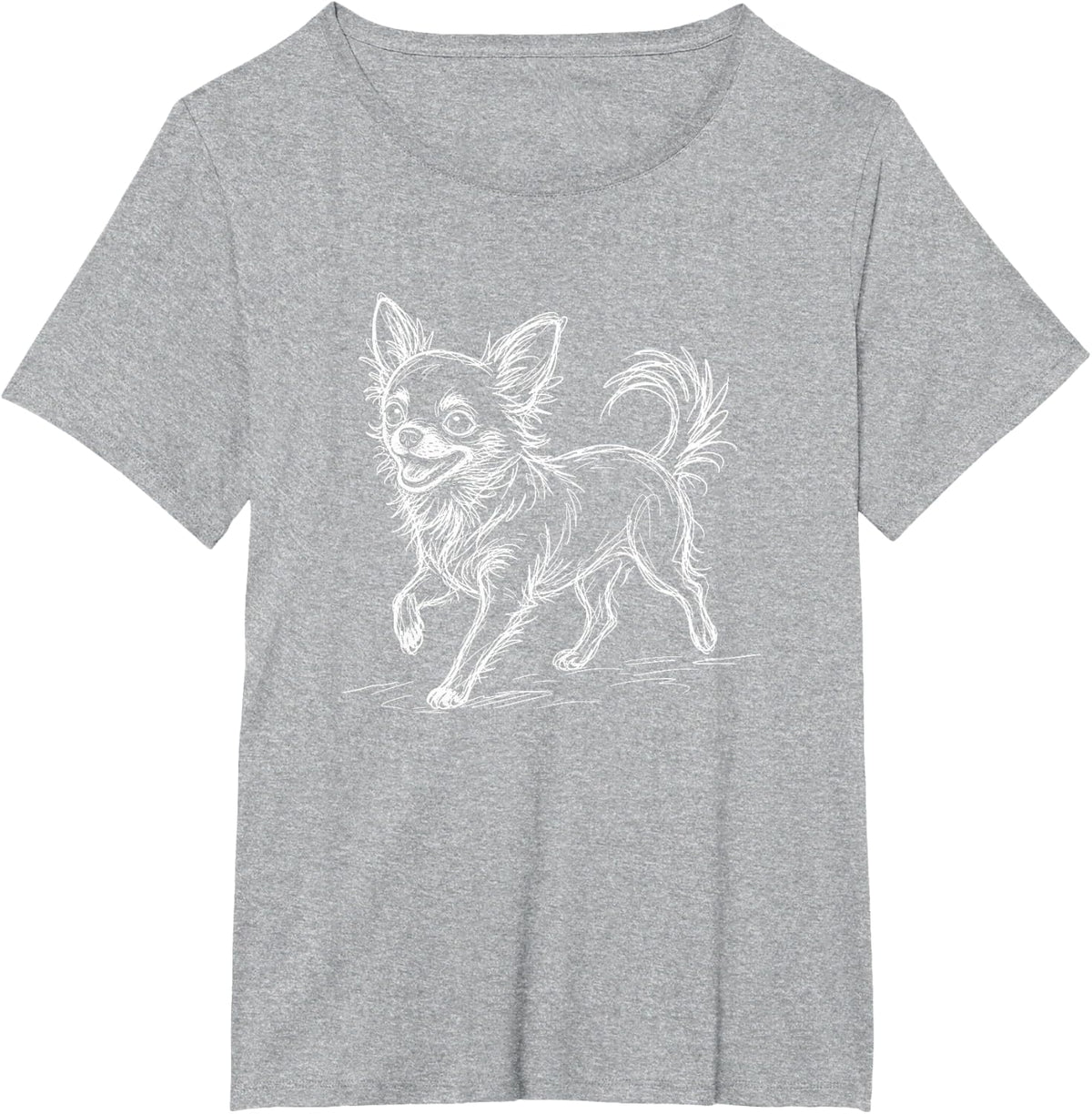 Chihuahua Scribble Doodle Art Illustration Minimalist T-Shirt - Heather Grey