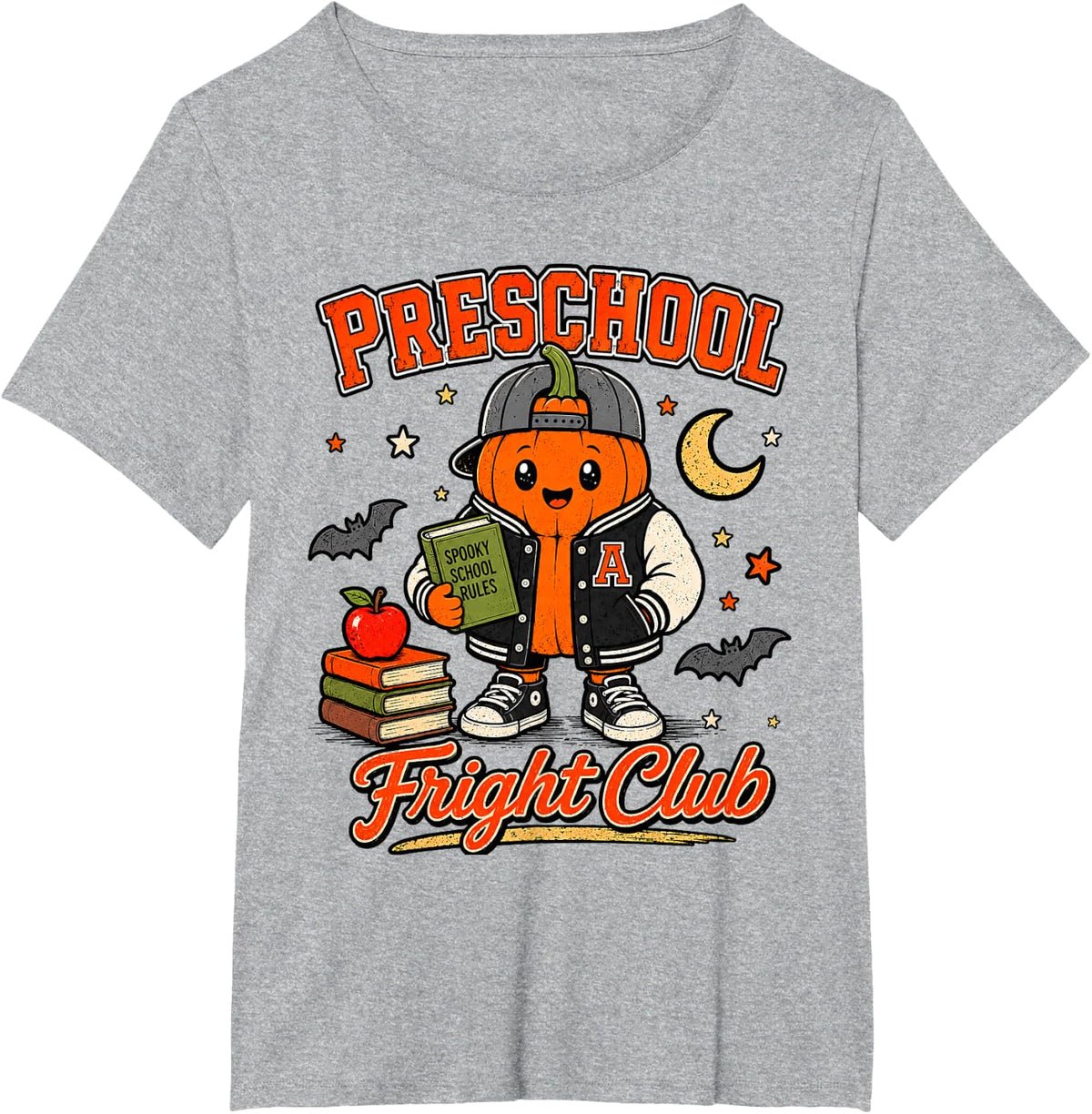 Preschool Fright Club Halloween Teacher Student Preschool T-Shirt - Heather Grey